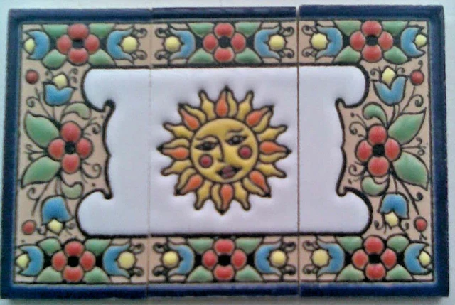 Spanish Hand Painted Number & Letter Ceramic Tiles 3''x1.5'' Frames Dog Cat Sun 3