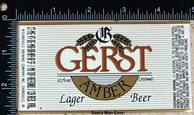 Gerst Amber Lager Beer Label  - INDIANA
