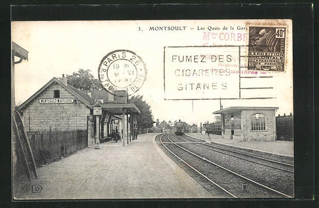 CPA Montsoult, Le Quais de la Gare, La Gare von der Gleisseite
