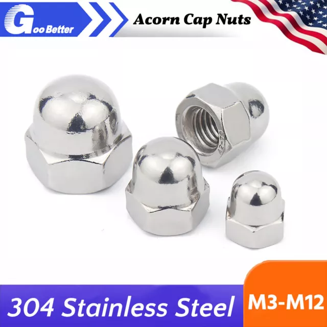 Acorn Domed Cap Hex Nuts, DIN 1587 A2 Stainless Steel - M3 M4 M5 M6 M8 M10 M12
