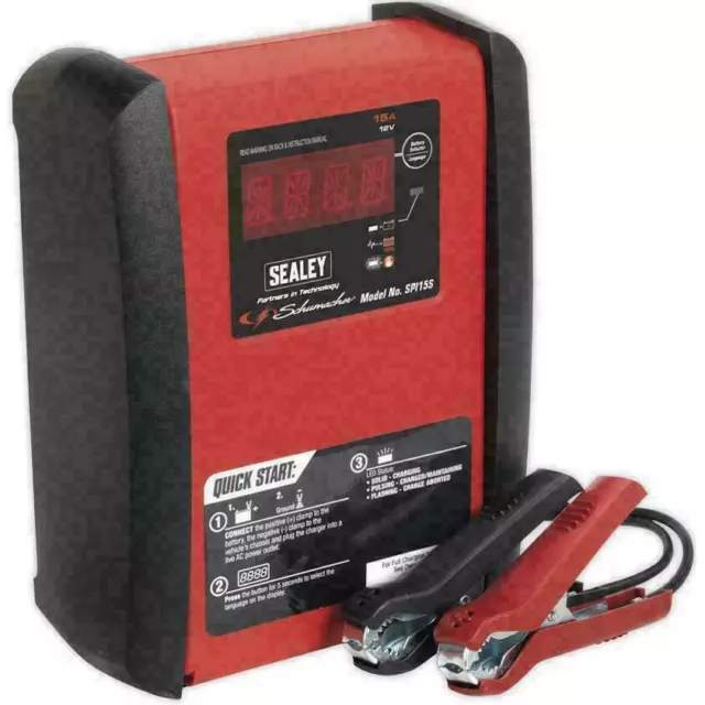 Sealey Schumacher® 15A 12V intelligentes Batterieladegerät - bis zu dreimal schneller