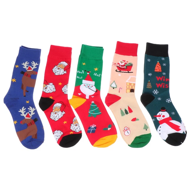 5 Pairs Winter Xmas Socks Cotton Festive Christmas Indoor Floor Sleeping Autumn