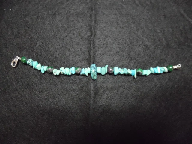 Vintage Real Turquoise Stones with Earth Stone Beads Bracelet.