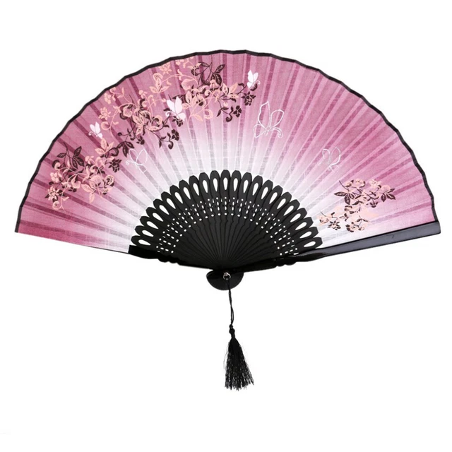 Ventola pieghevole fiori feste floreale cinese donna donna stampa fiori