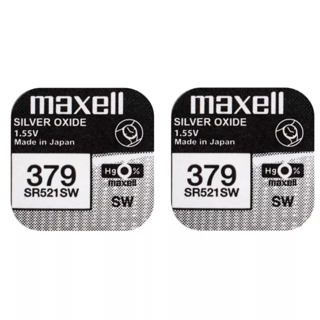 2 x Maxell 379 Silver Oxide SR521SW Watch batteries 1.5V -  SR63 V379 SR521W 521