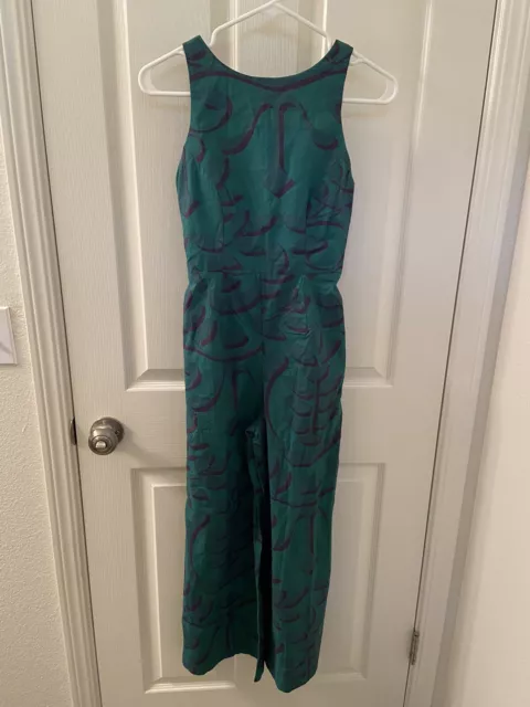 Anthropologie Porridge Corisana Wide Leg Jumpsuit Green Women's Size 0 Petite