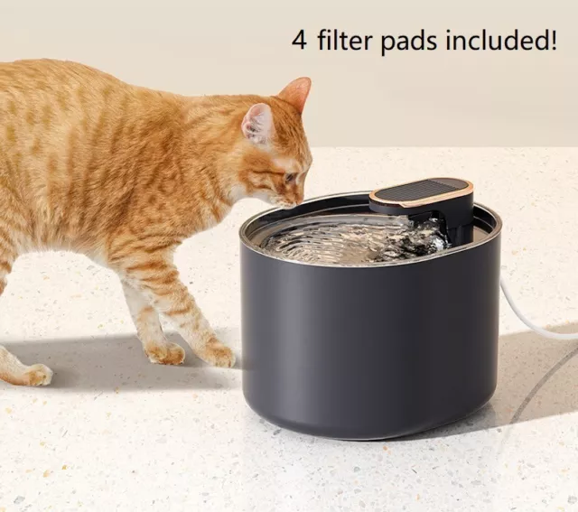 Pet Water Fountain 3L LED 30db Cat Dog Dispenser Drinking + 4 filer pads UK