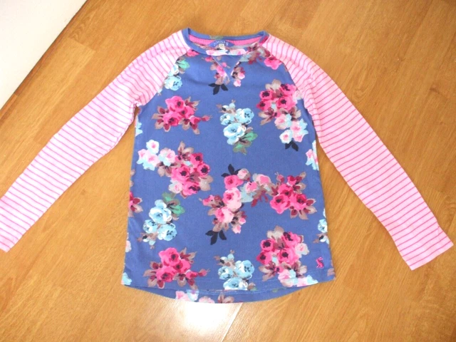 Joule! Età 7 - 8 Anni! Top Floreale Rosa E Viola! 100% Cotone! Maniche Lunghe