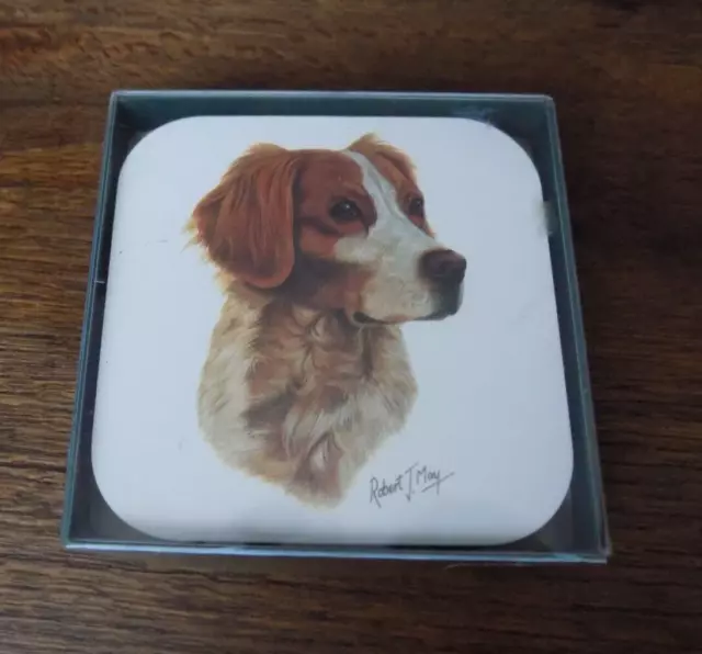 Brittany Spaniel Set 4 Coasters Dogs Novelty Drink Cup Mat Gift New