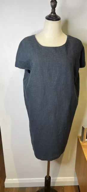 Obus Straight Dress Cap Sleeve Blue Grey Short Cotton Blend Size 1 / 10-12