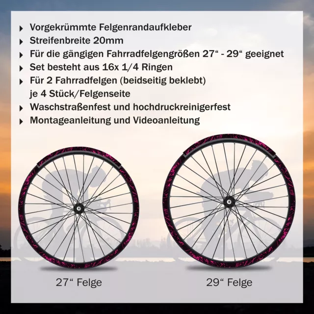 MTB Bike Fahrrad Felgen Aufkleber Set 2 Face 26-29 Zoll Felgenrandaufkleber 3