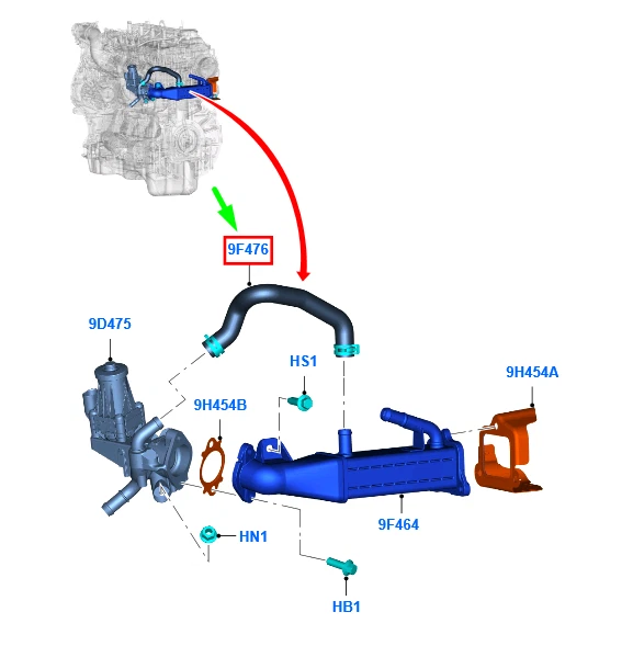 NEW FORD RANGER T6 Mk1 Exhaust Gas Recirculation Hose 1733254 Original