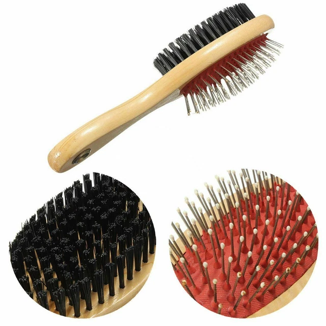 NEW Double Side Bristle & Pin Pet Dog Cat Hair Grooming Brush Fur Shedding Tool