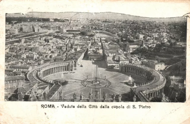 Vintage Postcard Roma Veduta Della Cita Dalla Cupola Di S. Pietro Italy