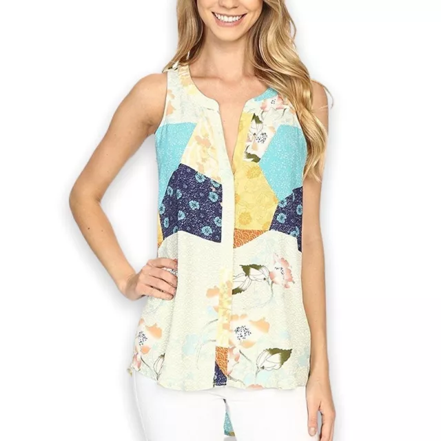 Sanctuary NEW Women's Sleeveless Craft Shell Floral Top Far East Rising Ivory XS