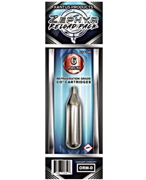 Xantus Products 24-106 Zephyr Reload Pack-Refrigeration Grade CO2 Cartridges-6pk