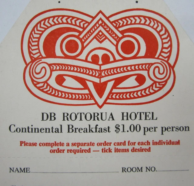 Vtg Hotel Restaurant Menu Tiki Bar Maori Room Service DB Rotorua New Zealand