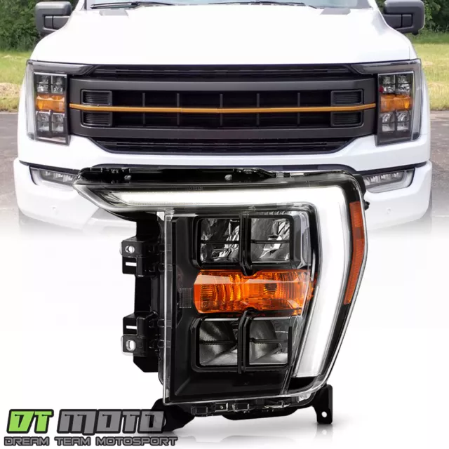 For 2021-2023 Ford F150 w/ Quad LED Reflector Headlight Headlamp Black - Driver