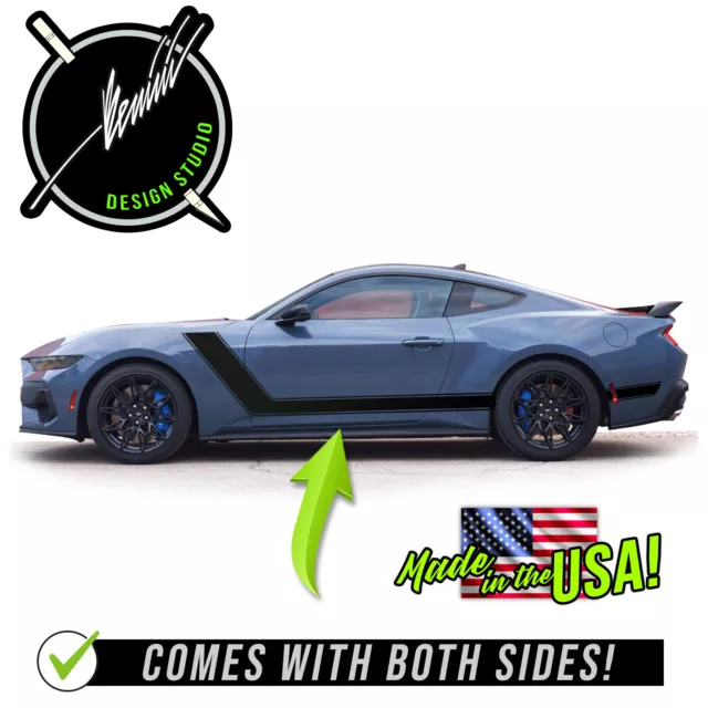 Side Hockey Stick Racing Stripes Decals Compatible With 2024 & up Ford Mustang
