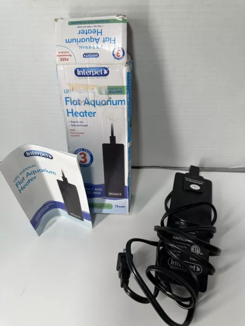 Calentador térmico plano para acuario Interpet Life 4 galones con tira de termómetro 15W