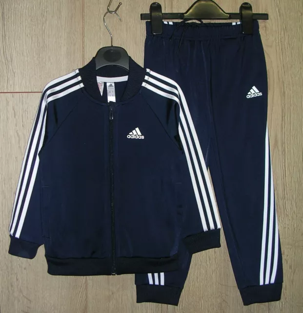 Adidas Boys Blue Tracksuit Jogging Suit Set Outfit Age 2-3 98cm