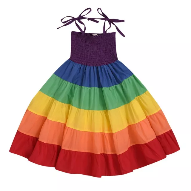 Abito arcobaleno principessa bambina maniche lunghe abiti da festa top Stati Uniti 5