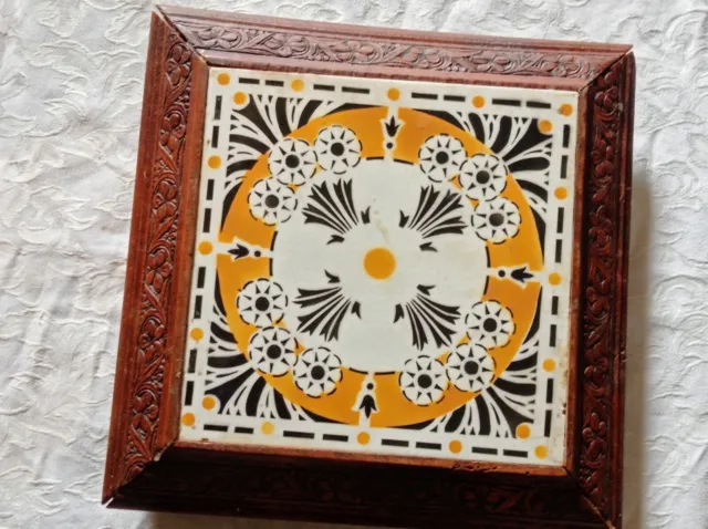 Grand Dessous De Plat Ovale En Bois Avec Roulettes - Trivette Art Populaire Vintage