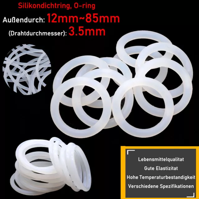 2.4mm Food Grade Silikon Dichtung Weiß O-Ring HIGH TEMP