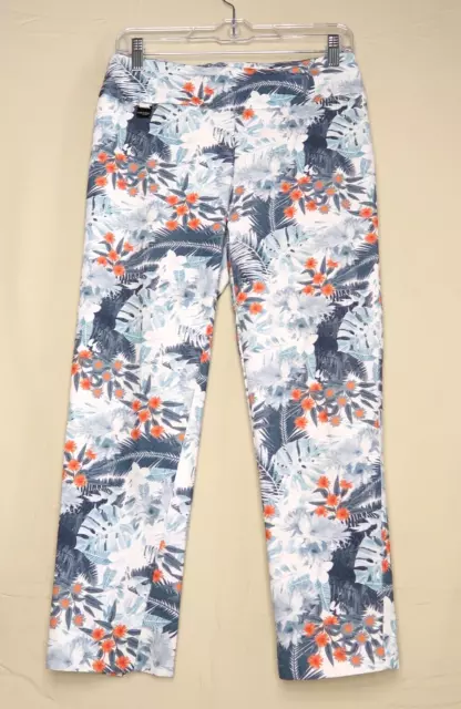 Lisette L Montreal Womens Cropped Pants Size 6 Blue Floral Pull On Mid Rise EUC