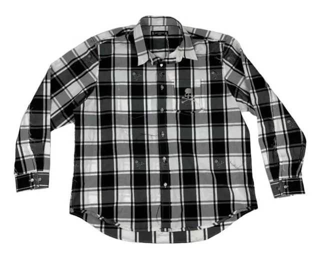 Mastermind Japan Reversible Plaid Shirt In White Button Up XL