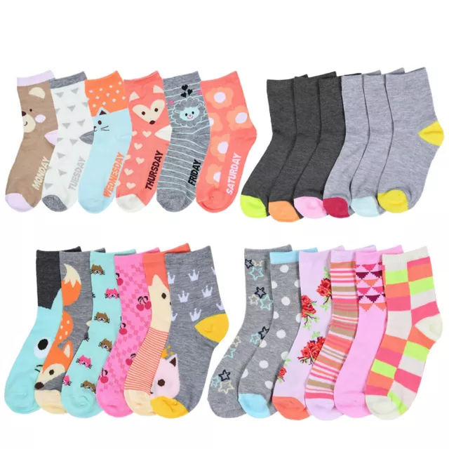 12 Pairs Assorted Baby Girl Socks Toddler Fashion Kids Size 4-6 Wholesale USA