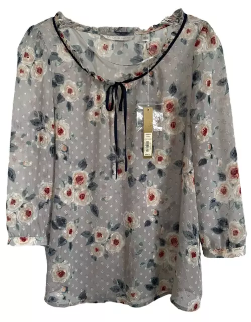 LC Lauren Conrad Women's Antique Romance Ruffle Collar Blouse Size S Floral