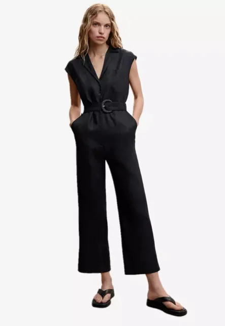 NEW TAGS MANGO black belt linen jumpsuit M (AU 10- small 12)