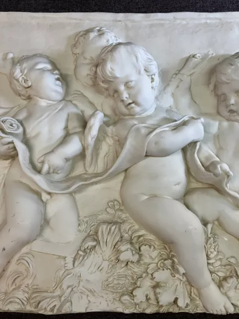 Cupid Art stucco relief panel putti cherubs french François Du Quesnoyp 38”/32”