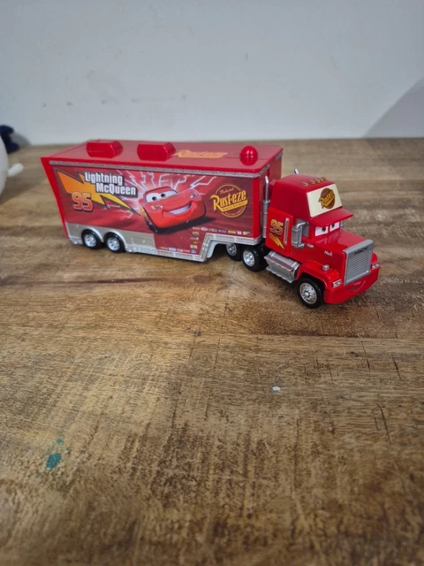 DISNEY PIXAR CARS Lightning McQueen Mack Rust-eze Hauler Semi Truck 9 ...