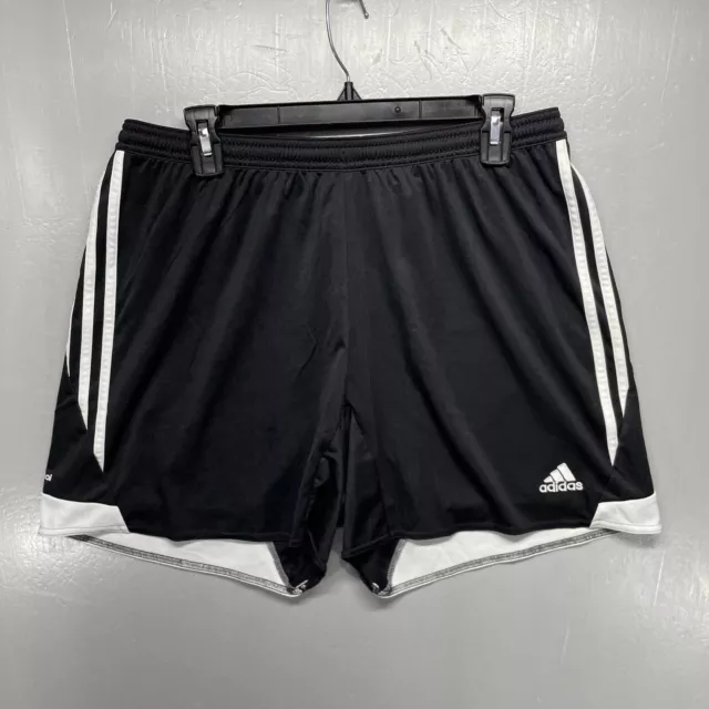 Adidas Shorts Womens Size XL Black White Stripes Climacool Elastic Waist