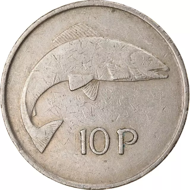 Irish Coin Ireland 10 Pence | Harp | Atlantic Salmon | 1969 - 1986