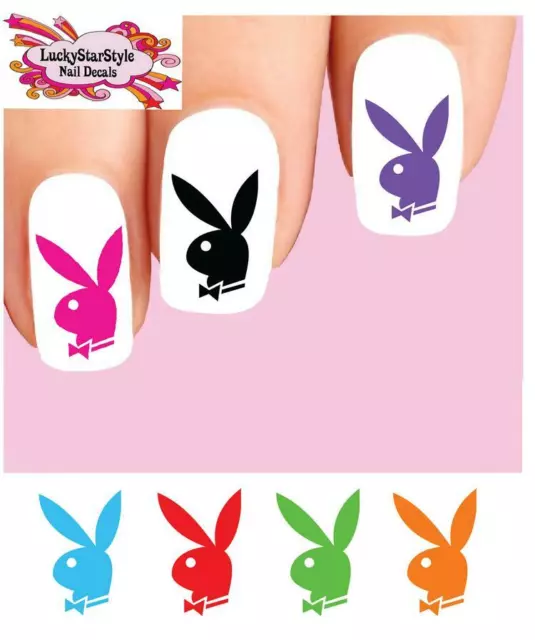 Waterslide Nail Decals Set of 48 - Colorful Playboy Bunny Assorted
