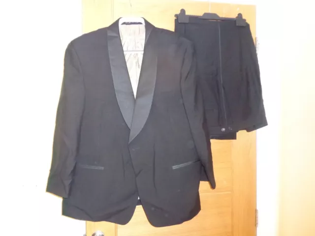Marks & Spencer Collezione wool black tie tuxedo suit jacket 46S trousers 42S