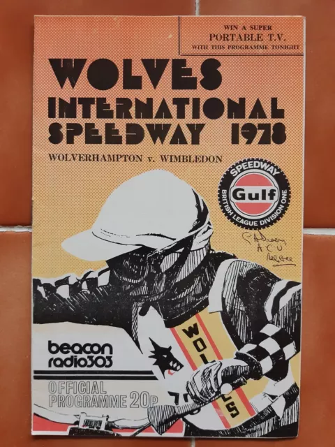 WOLVERHAMPTON vs WIMBLEDON SPEEDWAY PROGRAMME 21/04/1978 (VERY GOOD CONDITION)