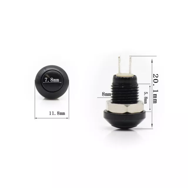 1× 8mm Momentary Metal Horn Bell Push Button Switch Car Engine PC Power Starter