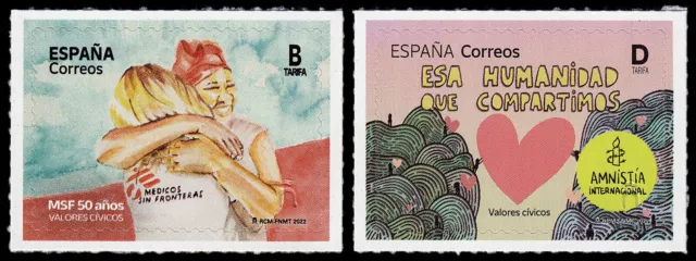 España Spain 5585/86 2022 Valores cívicos MSF i AI MNH Tarifa B Tarifa D