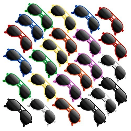 Kids Sunglasses Party Favors, 24 Pack Neon Sunglasses with UV400 Protection, Kid