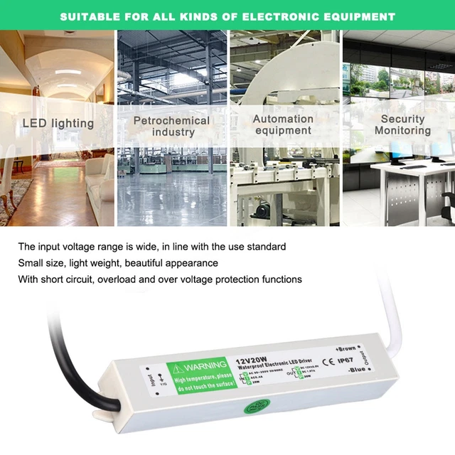LED DRIVER 12V 20W Outdoor LED Power Supply Short Circuit Industrial ...