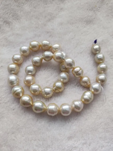 Filo collana di vere perle australiane  champagne Golden South Sea Pearl 9- 11mm