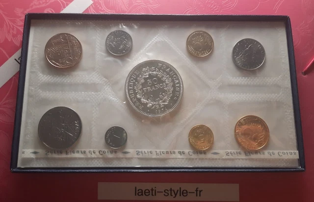P9001coffret 1974 fleurs de coins fdc 50 francs Hercule argent monnaie de Paris