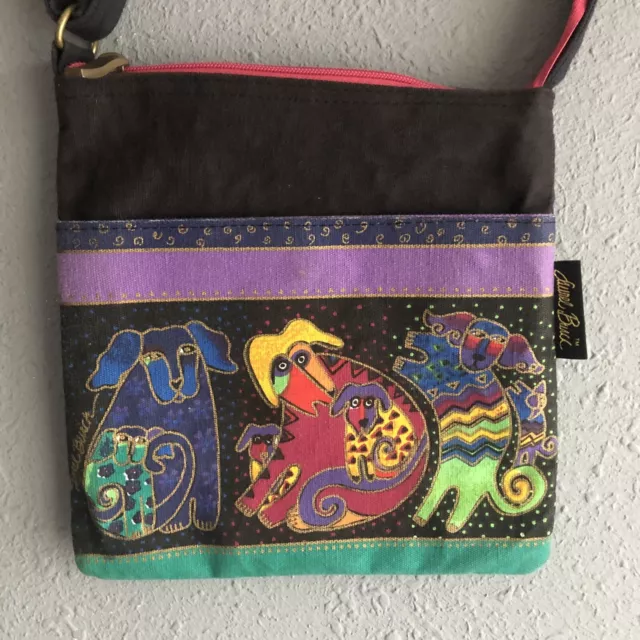 Dogs and Doggies Laurel Burch Cross-Body Small Canvas Bag Purse Tote