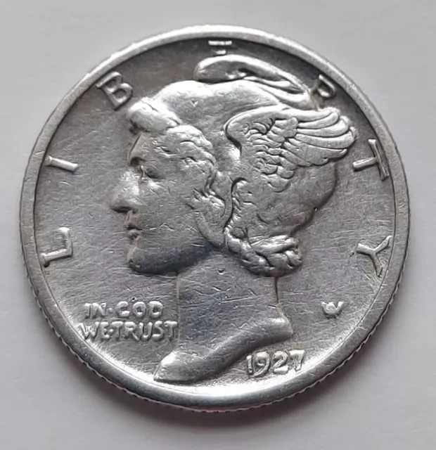 United States 1927 Silver Mercury One Dime 90% Silver Coin Excellent Condition