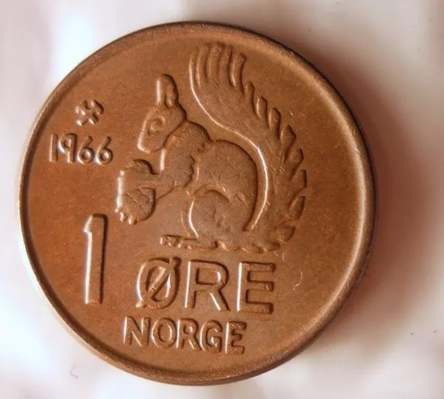 1966 NORWAY ORE - SQUIRREL COIN - High Grade - FREE SHIPPING - Norway Bin #5