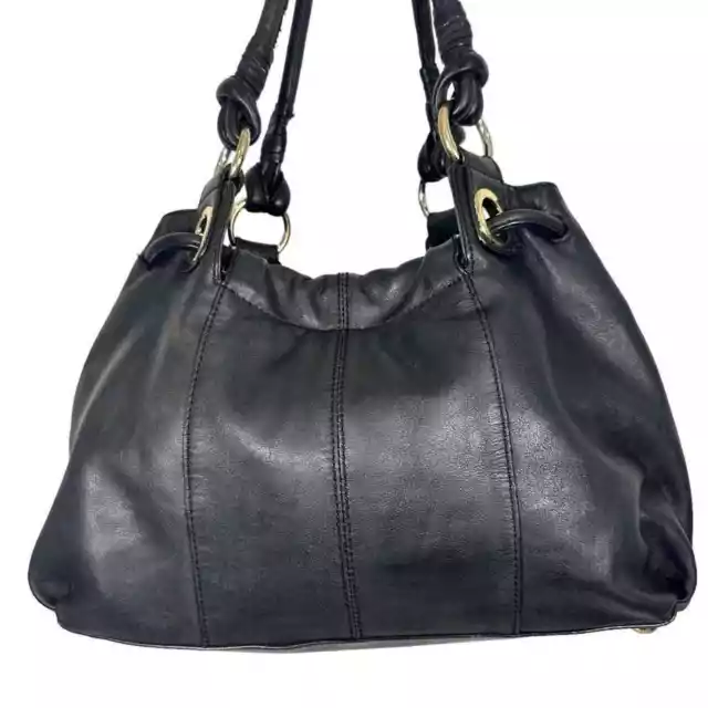 MICHAEL KORS GREENPORT Drawstring Black Leather Shoulder Bag $50.00 ...